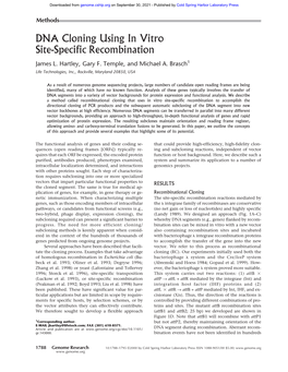 DNA Cloning Using in Vitro Site-Specific Recombination