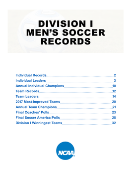 Division I Men's Soccer Records