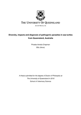 Diversity, Impacts and Diagnosis of Pathogenic Parasites in Sea Turtles from Queensland, Australia