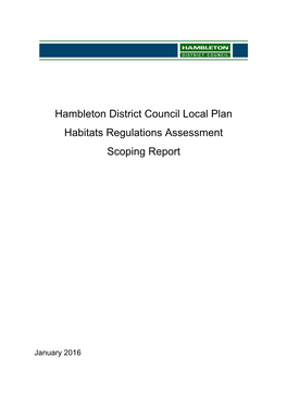 Habitats Regulation Assessment Scoping Report