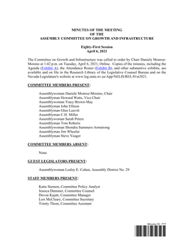 Assembly Committee on Growth and Infrastructure-4/6/2021
