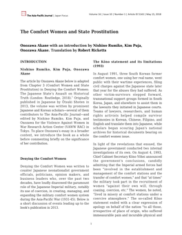 The Comfort Women and State Prostitution