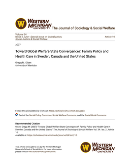 Toward Global Welfare State Convergence?: Family Policy and Health Care in Sweden, Canada and the United States