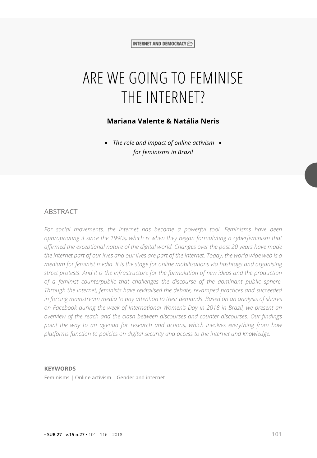 Are We Going to Feminise the Internet?