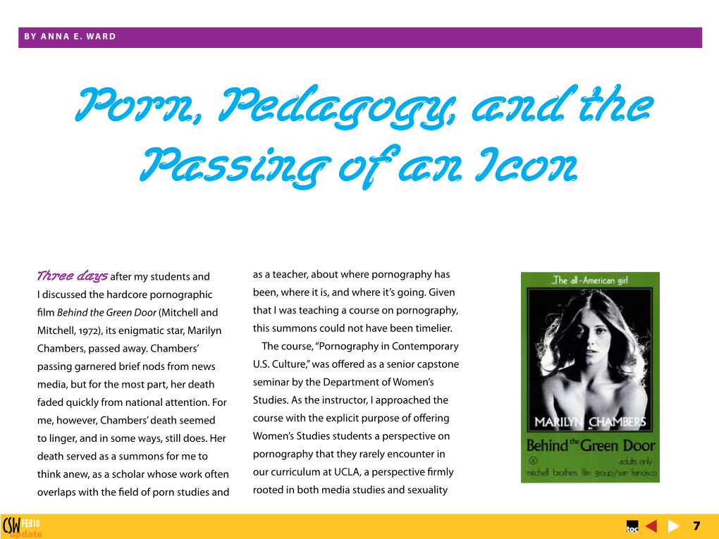 Porn, Pedagogy, and the Passing of an Icon