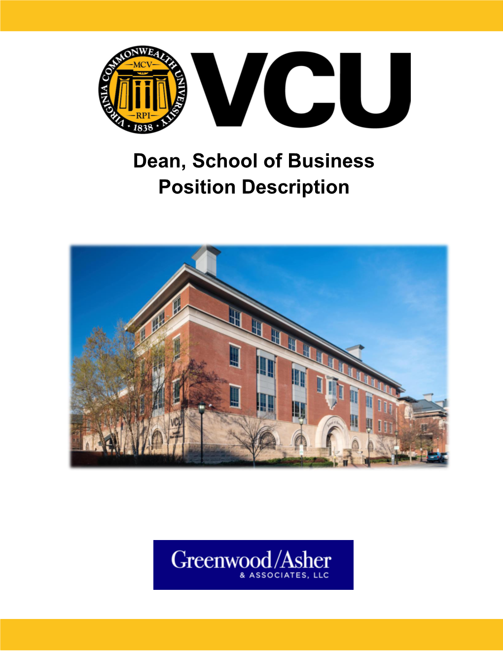 Dean, School of Business Position Description