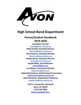 Avon Marching Band Handbook