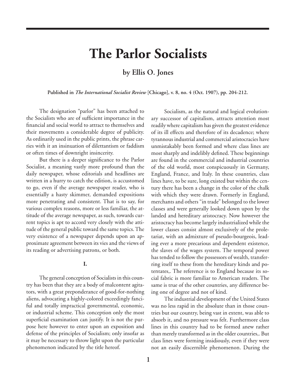 The Parlor Socialists [Oct