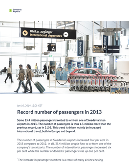 Record Number of Passengers in 2013