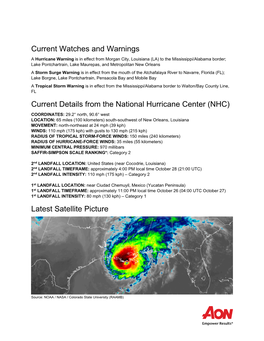 Current Watches and Warnings Current Details from the National