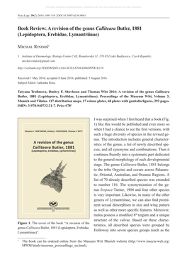 A Revision of the Genus Calliteara Butler, 1881 (Lepidoptera, Erebidae, Lymantriinae)