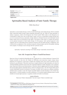 Spirituality-Based Analysis of Satir Family Therapy