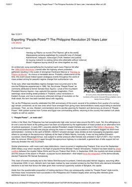 “People Power”? the Philippine Revolution 25 Years Later | International Affairs at LSE