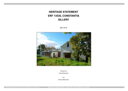 Heritage Statement Erf 13536, Constantia Sillery