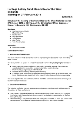 Committee for the West Midlands Minutes of the February Meeting