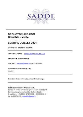 DROUOTONLINE.COM Grenoble – Vente LUNDI 12 JUILLET 2021