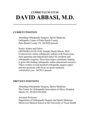 David Abbasi MD CV 2019 New