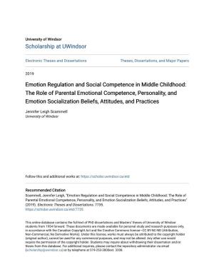 Emotion Regulation and Social Competence in Middle Childhood