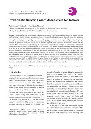 Probabilistic Seismic Hazard Assessment for Jamaica