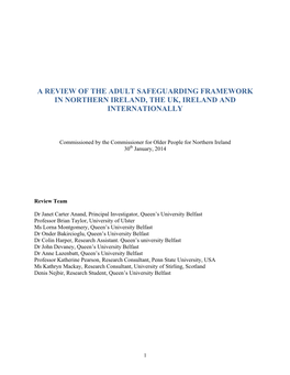 A Review of the Adult Safeguarding Framework in Northern Ireland, the Uk, Ireland and Internationally