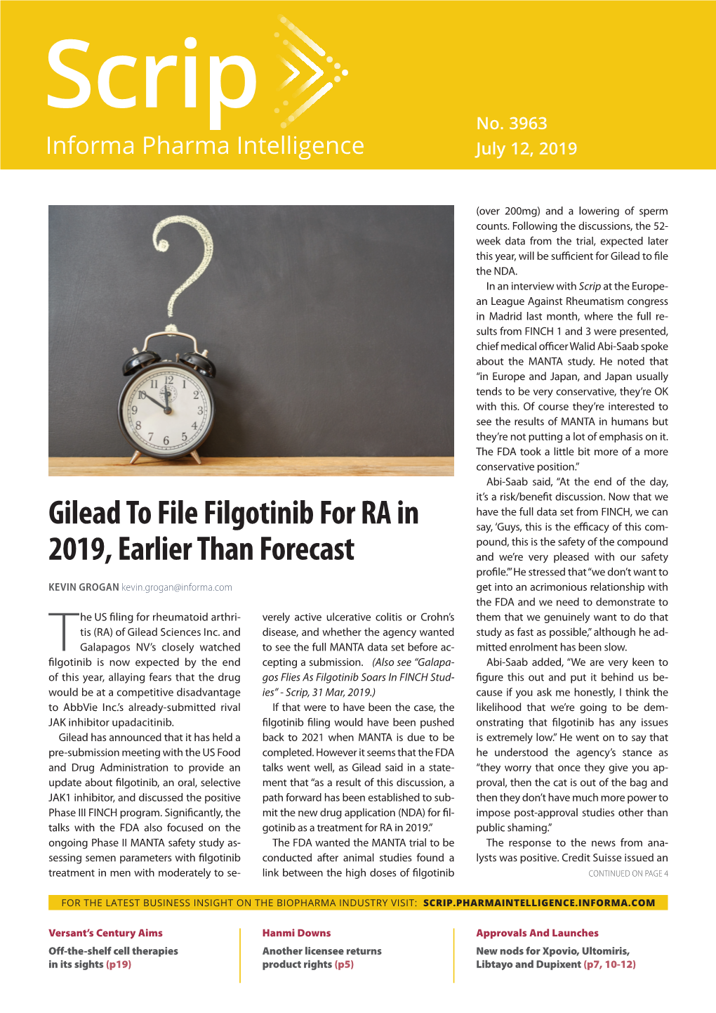 Gilead to File Filgotinib for RA in 2019, Earlier Than Forecast