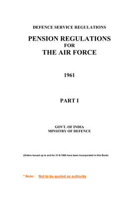 Pension Regulations the Air Force