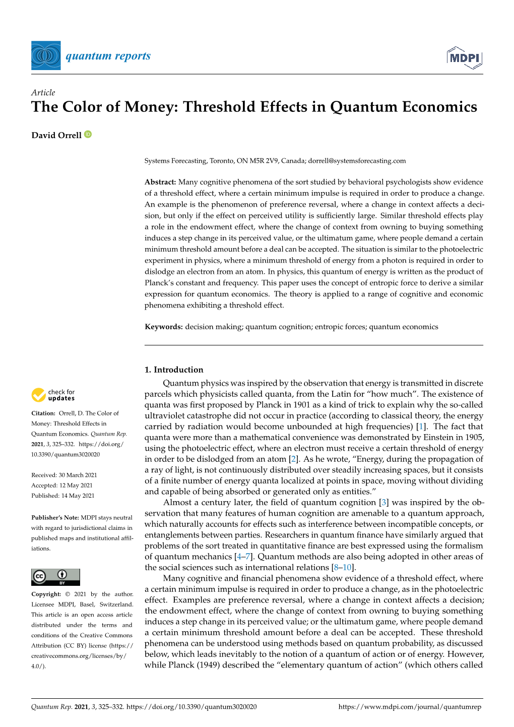 The Color of Money: Threshold Effects in Quantum Economics