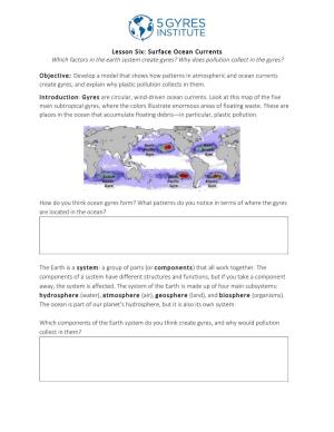 6 Ocean Currents 5 Gyres Curriculum