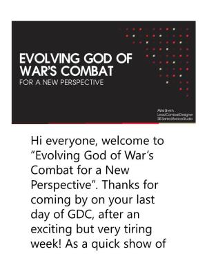 “Evolving God of War's Combat for a New Perspective”