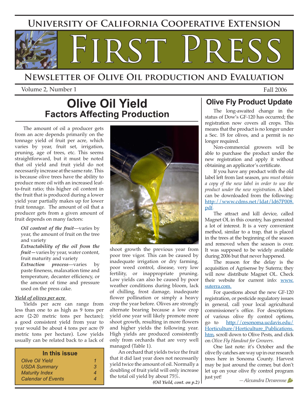 Olive Oil Yield