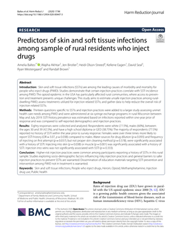 Predictors of Skin and Soft Tissue Infections Among Sample of Rural Residents Who Inject Drugs