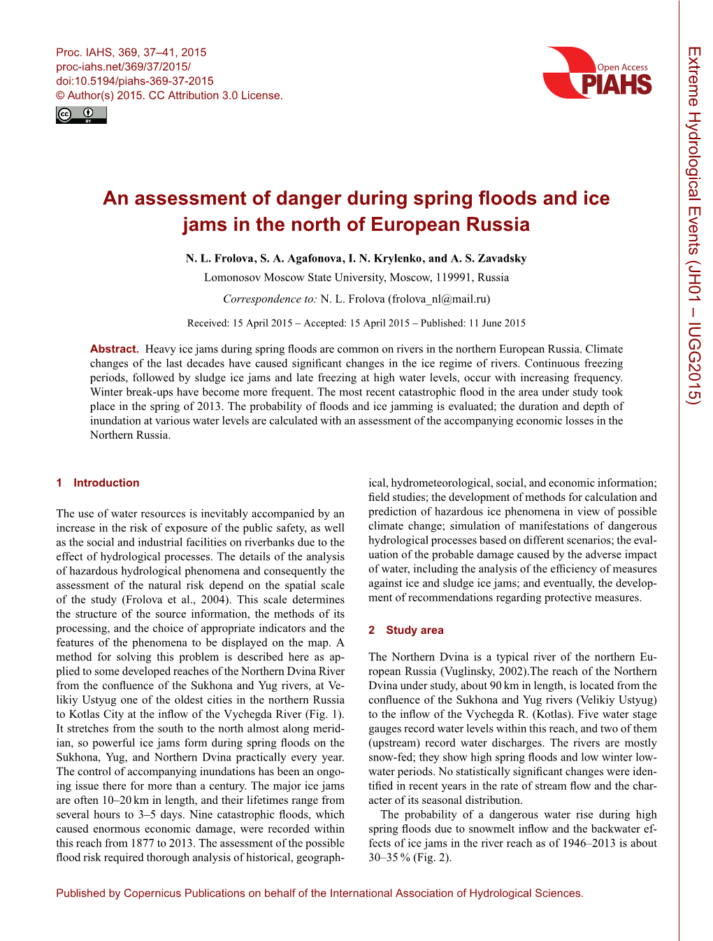 An Assessment of Danger During Spring Floods