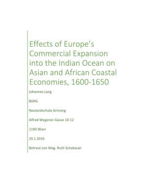 Effects of Europe's Commercial Expansion Into the Indian Ocean On