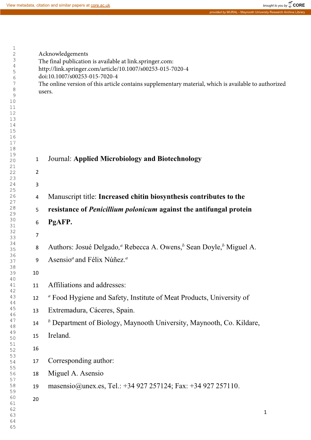 Applied Microbiology and Biotechnology Manuscript Title