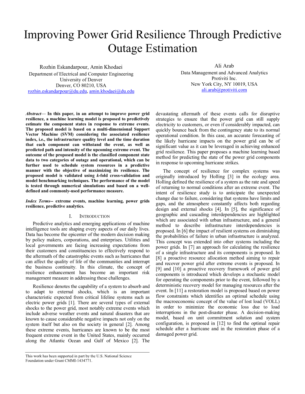 Improving Power Grid Resilience Through Predictive Outage Estimation