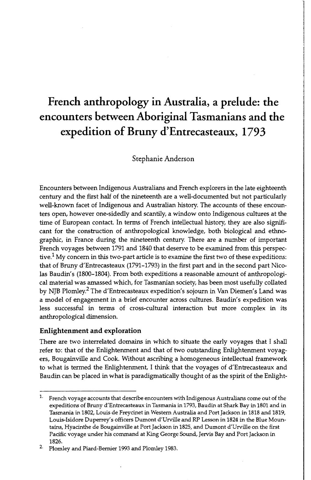 French Anthropology in Australia, a Prelude: the Encounters Between Aboriginal Tasmanians and the Expedition of Bruny D’Entrecasteaux, 1793