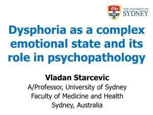 Dysphoria As a Complex Emotional State and Its Role in Psychopathology