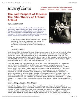 The Film Theory of Antonin Artaud 12/28/07 9:54 PM