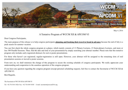 A Tentative Program of WCCM XII & APCOM VI