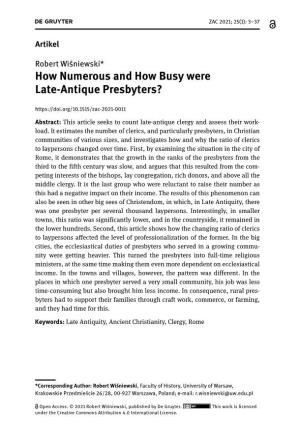 How Numerous and How Busy Were Late-Antique Presbyters?