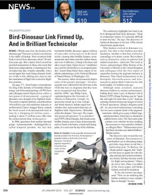 Bird-Dinosaur Link Firmed Up, and in Brilliant Technicolor