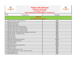 Flanca Life Sciences Building 84 ,Raipur Kalan Chandiogarh -160102 MOB.+919872661150,+919876650573,+917087032781 S.NO