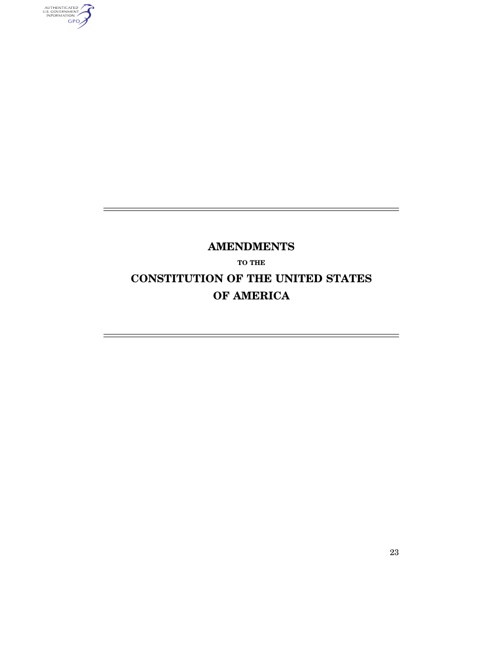 Amendments Constitution of the United States of America