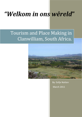 Tourism and Place Making in Clanwilliam, South Africa