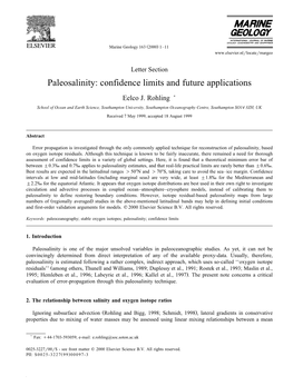 Paleosalinity: Confidence Limits and Future Applications