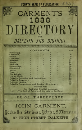 Carment's ... Directory for Dalkeith and District