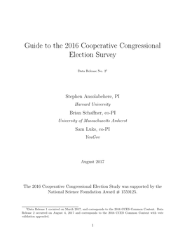 Guide to the 2016 Cooperative Congressional Election Survey