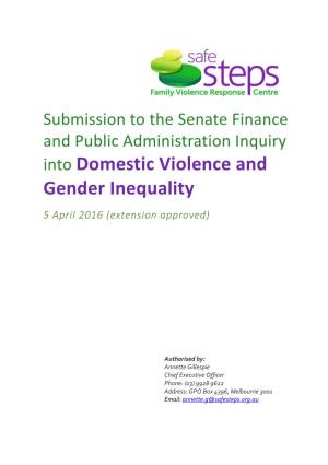 Into Domestic Violence and Gender Inequality 5 April 2016 (Extension Approved)