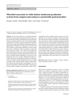 Microbial Succession in White Button Mushroom Production Systems from Compost and Casing to a Marketable Packed Product