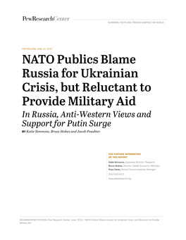 Pew Research Center Russia-Ukraine Report FINAL June